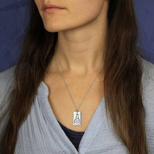 The High Priestess Tarot Card Necklace in Silver or Bronze