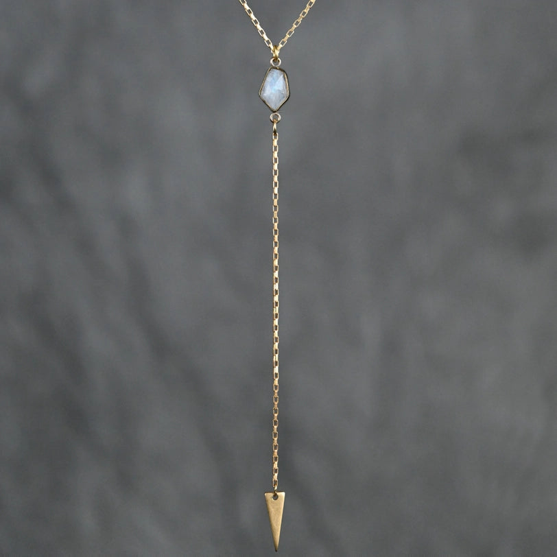 Delicate Y-Drop Necklace with Semi Precious Stone
