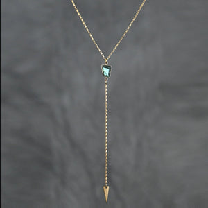 Delicate Y-Drop Necklace with Semi Precious Stone