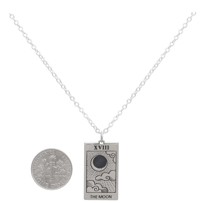 The Moon Tarot Card Necklace in Silver or Bronze