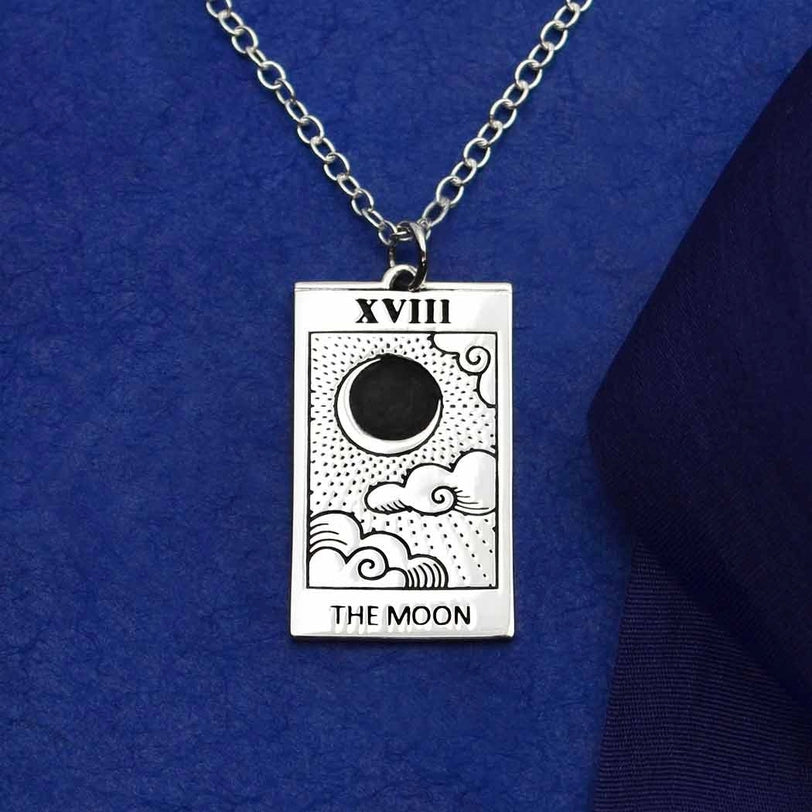 The Moon Tarot Card Necklace in Silver or Bronze