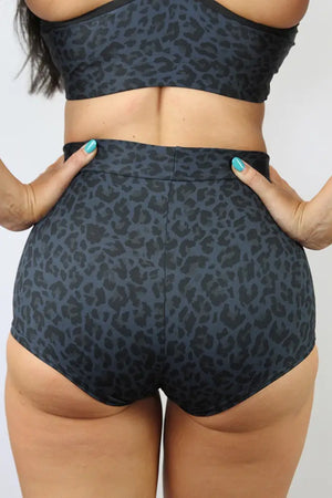 Black Leopard Cheeky Hot Shorts