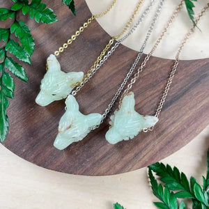 Mini Carved Stone Wolf Head Necklace