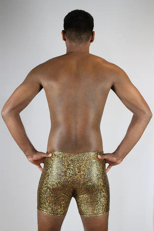 Holographic Gold Men's Hot Shorts