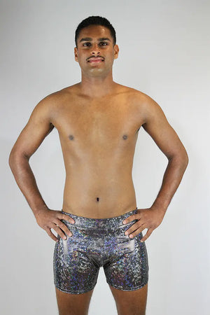 Holographic Silver Men's Hot Shorts