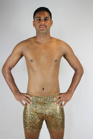 Holographic Gold Men's Hot Shorts