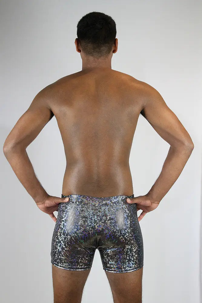 Holographic Silver Men's Hot Shorts