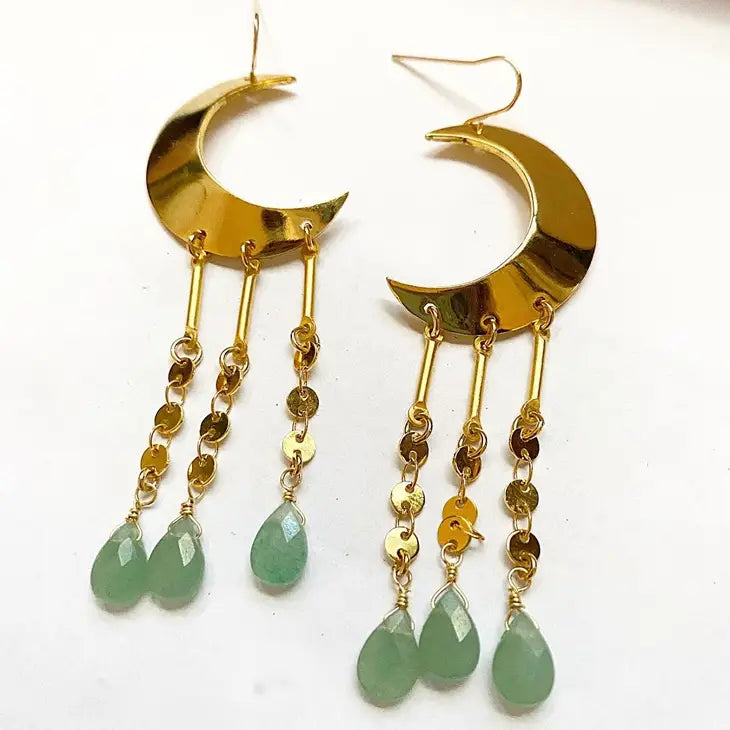Crystal Chandelier Moon Earrings