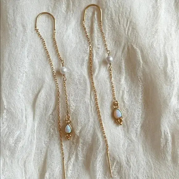 Opali Pearl & Opal Threader Earrings