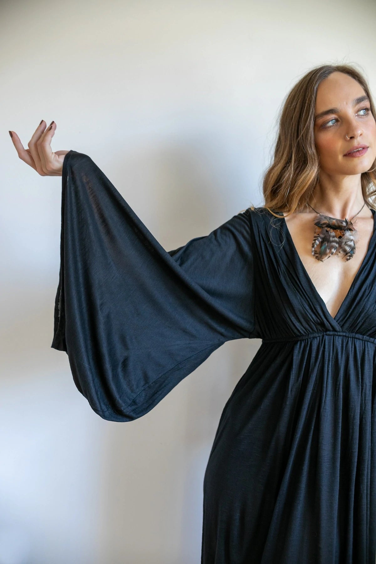 Bell Sleeve Goddess Maxi Dress - Long
